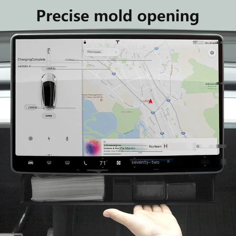 For Tesla  Model 3 2023 ABS Magnetic Storage Box Under Screen Organizer Tissue Holder For Model Y 2024 Interior Accessories
