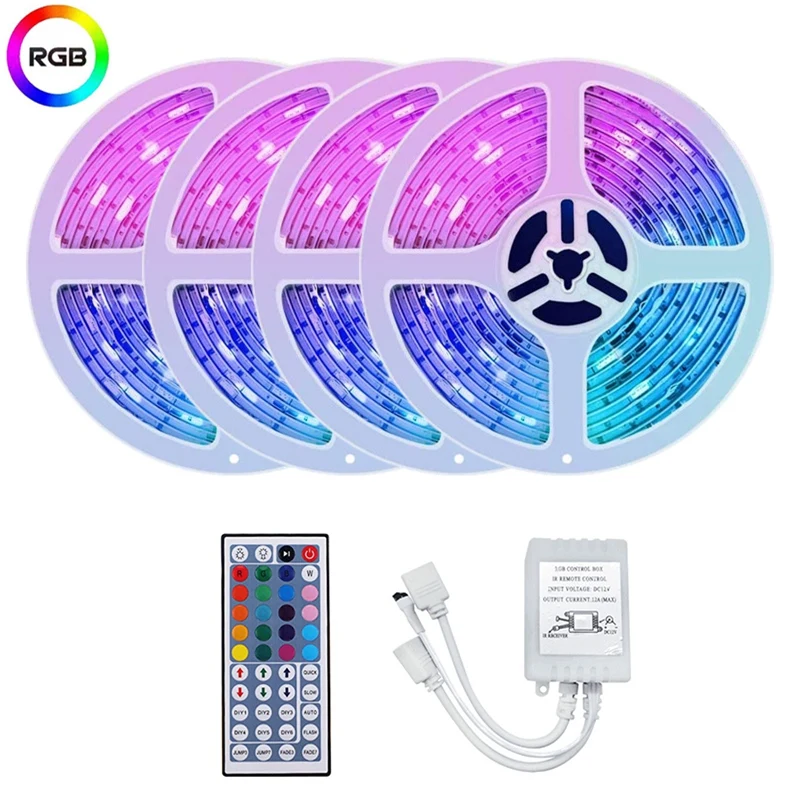 

2835 RGB световая лента 20 м гибкая светодиодная лента с 44 клавишами пульта дистанционного управления + контроллер для спальни ко Дню святого Валентина