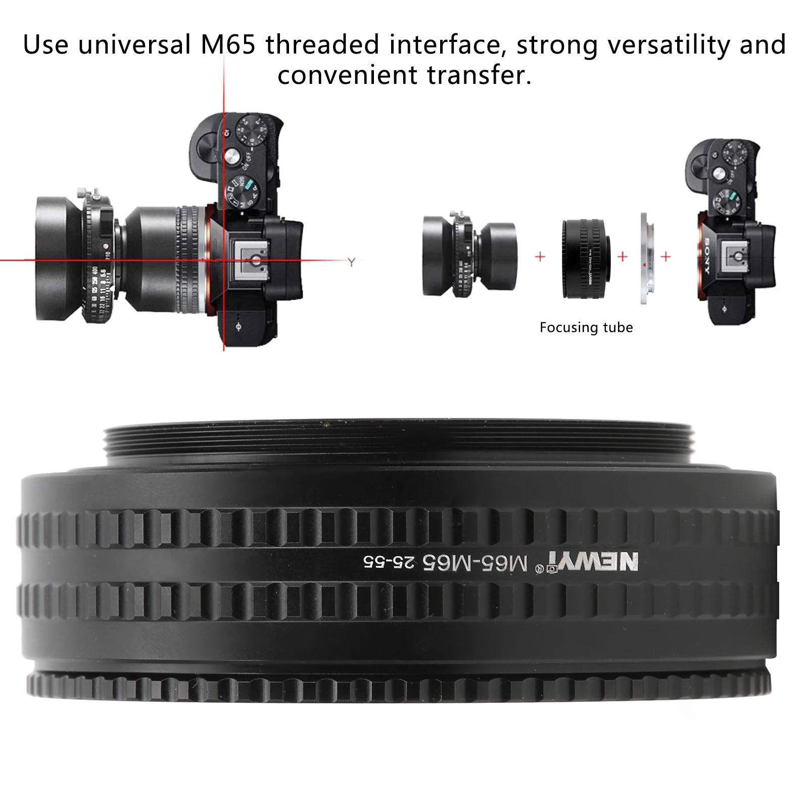 Camera Focusing Helicoid Adapter NEWYI M65‑M65 25‑55mm Camera Adjustable Focusing Helicoid Adapter Macro Extension Tube