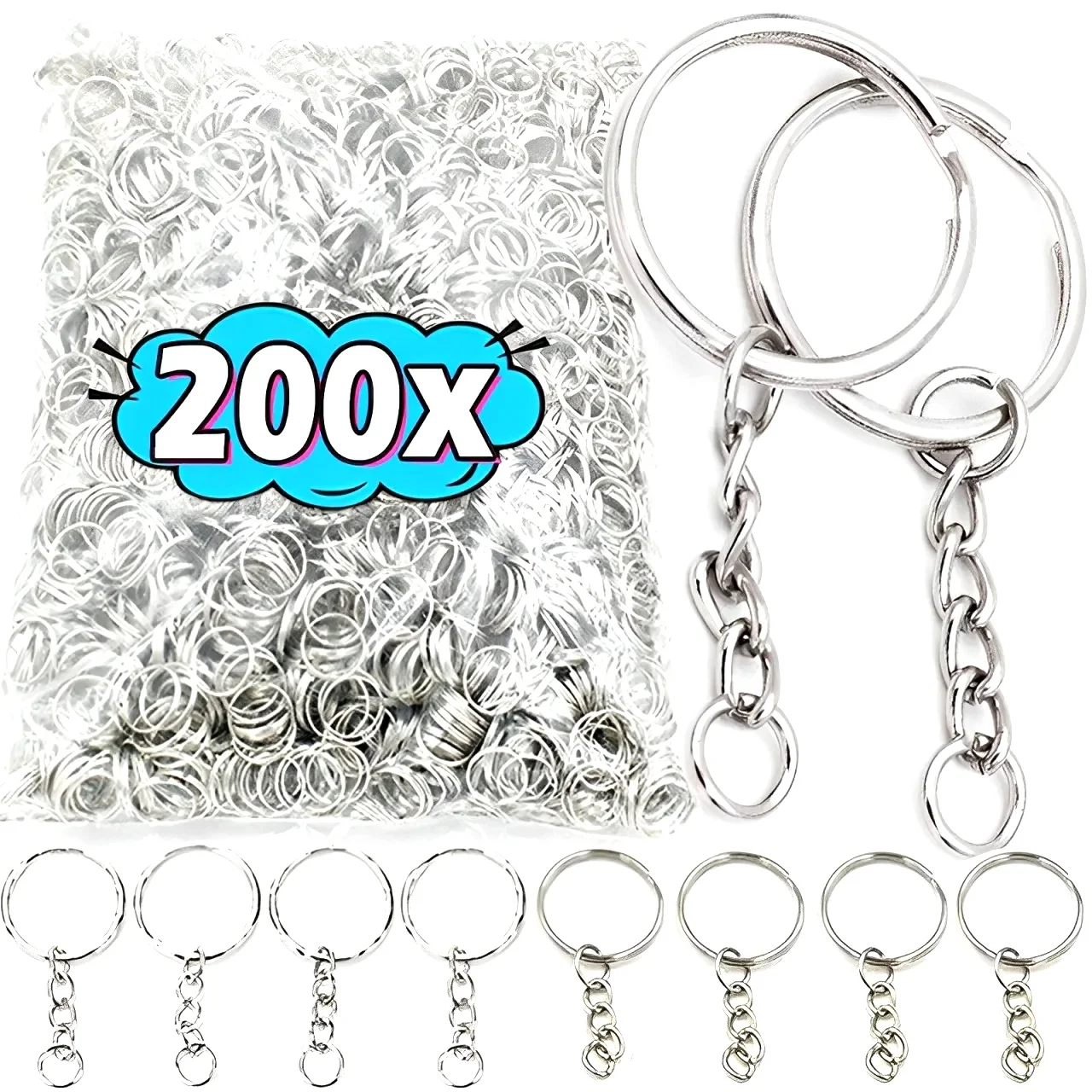

Silver Plated Metal Blank Keyring Keychain Split Ring Keyfob Key Holder Rings Women Men DIY Key Chains Key Ring Accessories