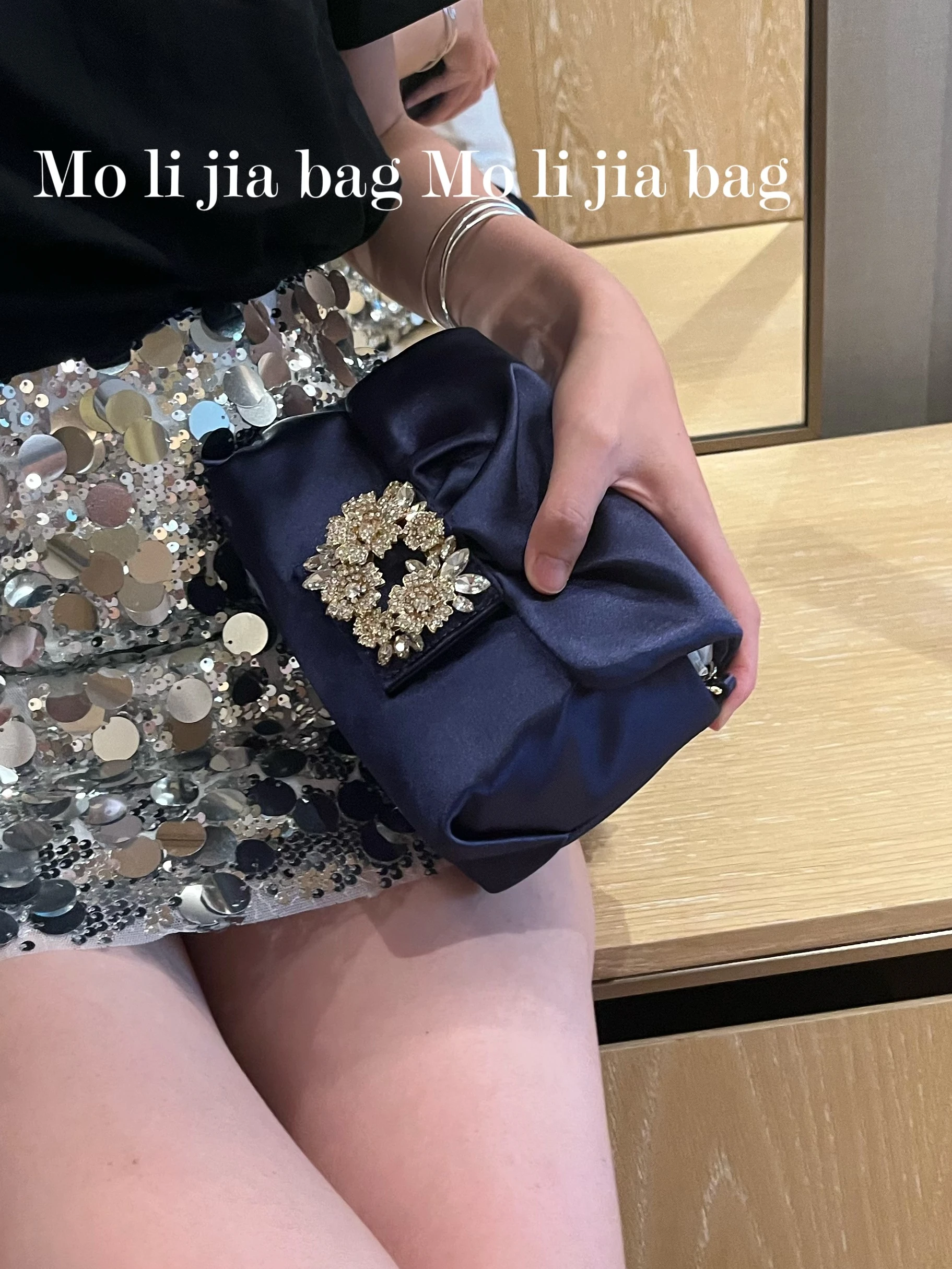 

2023 New Foldover Clutch Bag Diamond Embedded Chain Underarm Handbag Evening Bag Women's Single Shoulder Crossbody Bag