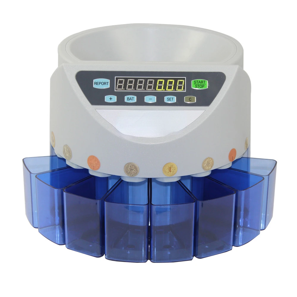 Mixed Coin Value Sorter Euro Coin Counter For European Market Coins Counting Machine With 8 Money Tube