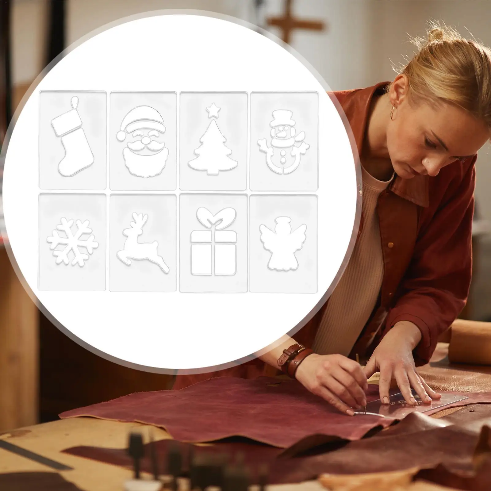 استنسل عيد الميلاد استنسل النجارة المحمول مجموعة قوالب النجارة للعطلات للرجال والنساء والأولاد والشباب والمراهقين والزوجة