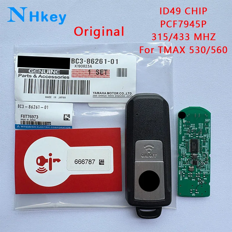 

NH key Original 315/433MHz ID49 Chip Motorcycle Remote Key Fob For YAMAHA TMAX T-MAX 530 560 TMAX530 TMAX560 2017-2023