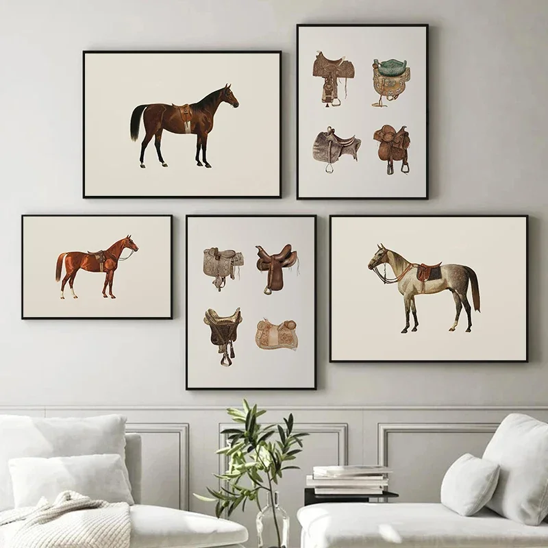 2026 Vintage Saddle Farm Animal Horse Riding Art Posters Prints Canvas Painting Wall Art Picture Living Room Home Decor