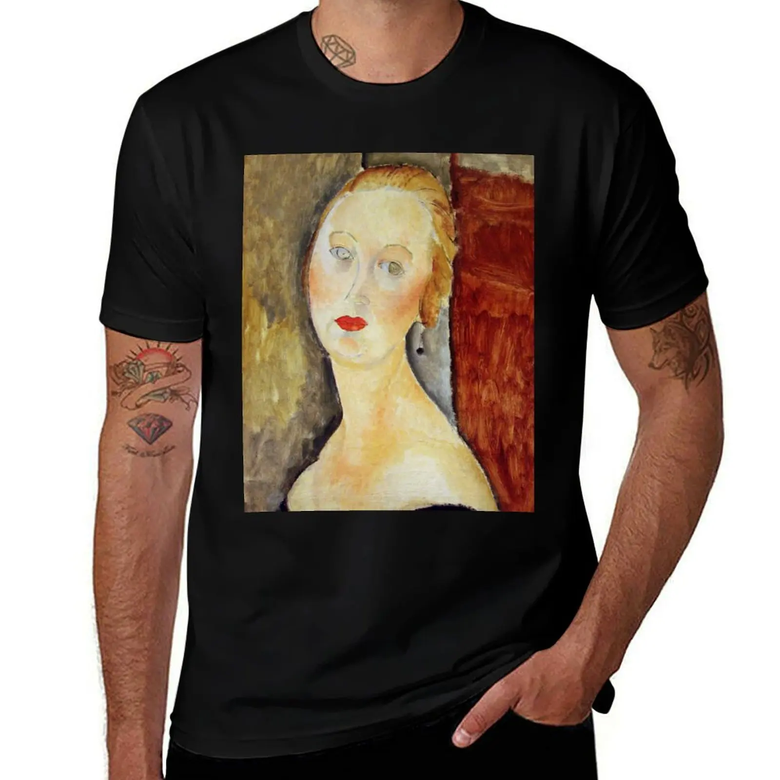 

Vintage Amedeo Modigliani - Nancy 1918 Fine Art T-Shirt plain man t shirt customs design your own mens graphic t-shirts hip hop