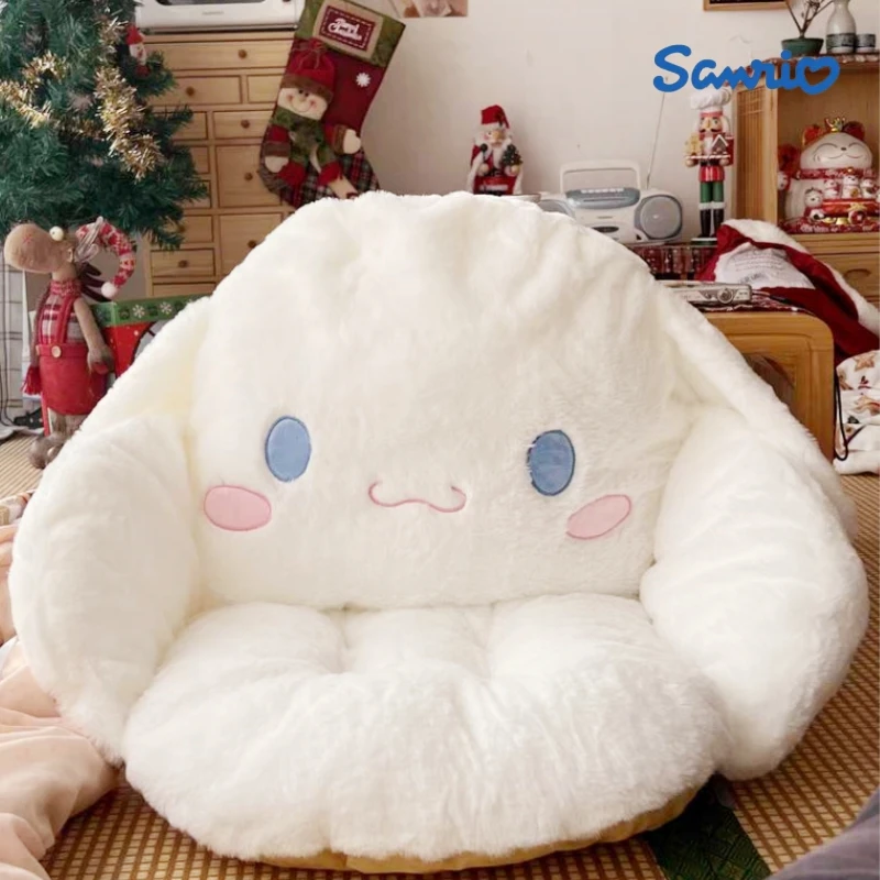 Sanrio Cartoon Cinnamoroll Winter Plush Half Surrounded Black Kuromi Cushion Backrest Office Dormitory Non-slip Chair Cushion