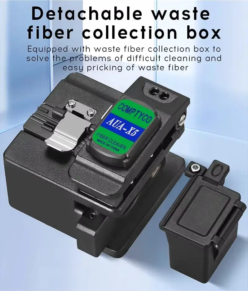 SUMMITEK AUA-X5 Optical Fiber Cleaver High Precision Cutting Tool Fiber Optic Cable Cutting Knife With Waste Fiber Box