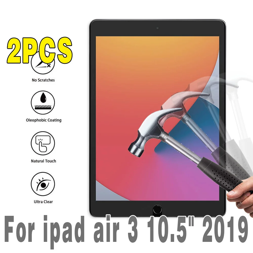 

2Pcs Tablet Tempered Glass Screen Protector Cover for Appleipad air 3 2019 10.5 inch Full Coverage Protective Film