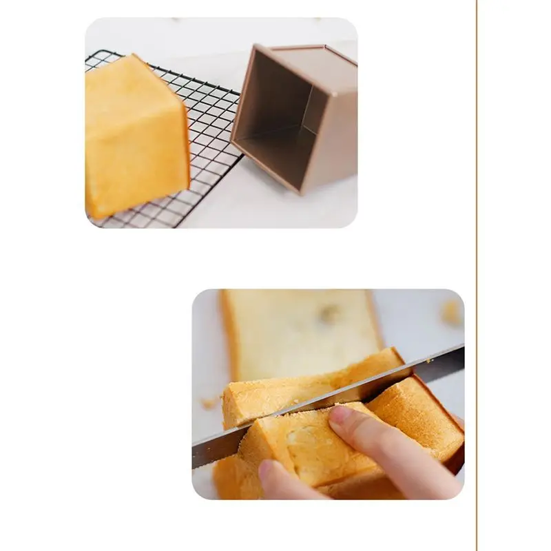 【Clearance Sale】Mini Loaf Pan with Lid, Dough Capacity Non-Stick Rectangle Flat Toast Box for Oven Baking