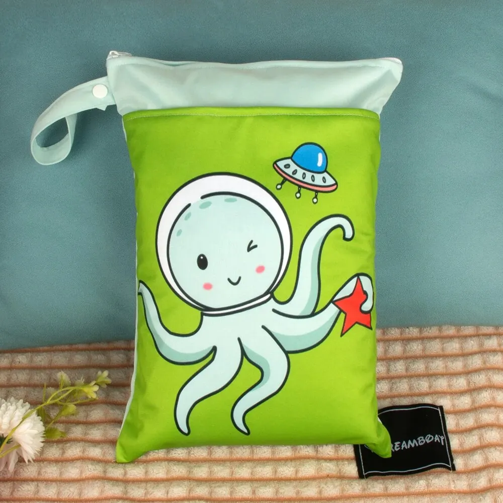 25cmx35cm Wetbag for Diapers Monkey Sloth Owl Prints Waterproof Mommy Bag Washable Reusable Diaper Bag with Two Zipper view 5