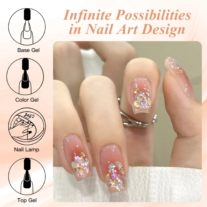 8ml Glitter Sequins Gel Nail Polish Sparkling Glitter Semi Permanant Soak Off UV LED Gel Varnish For Manicure Nails Art DIY