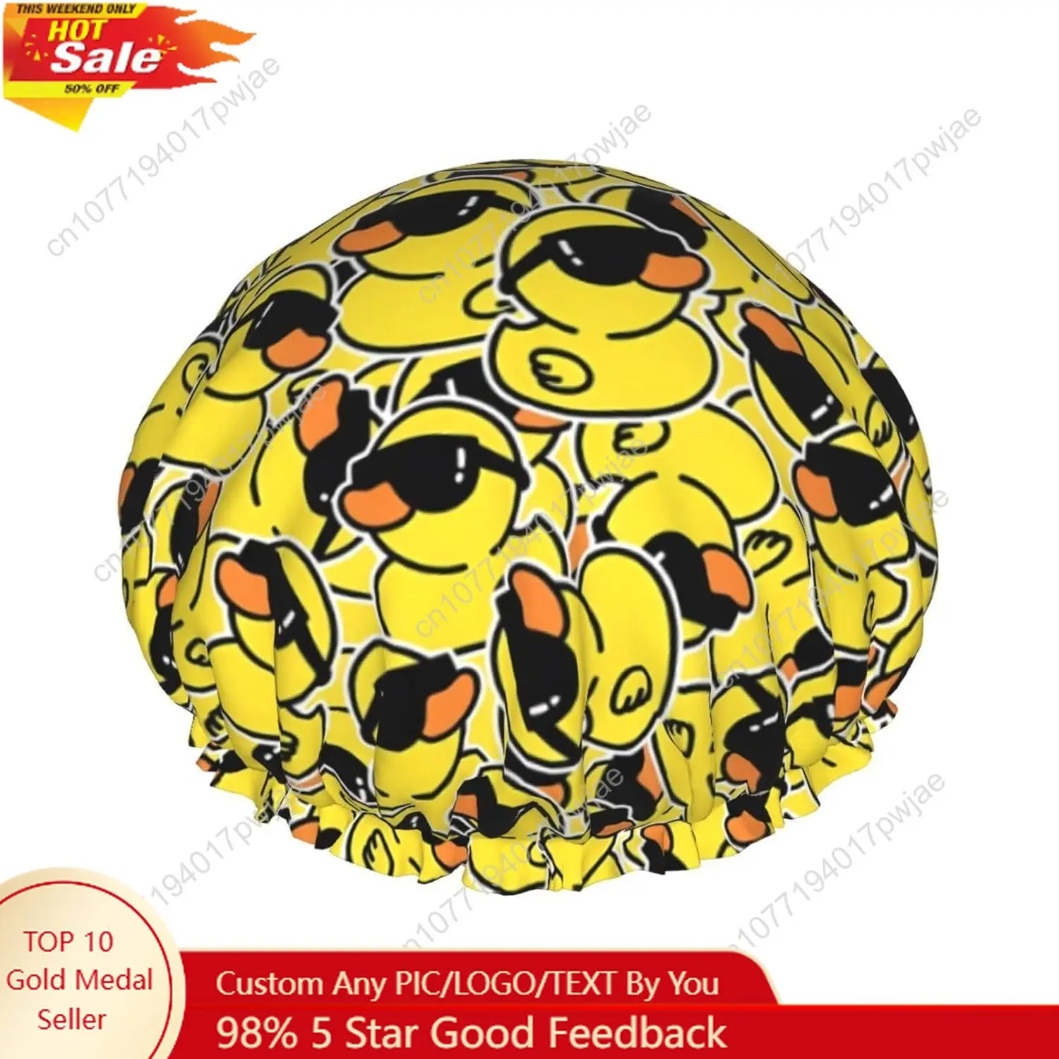 

Cute Ducks Shower Cap For Women Reusable Waterproof Double Layers Bath Cap Hair Protection Elastic Ladies Spa Salon Shower Hat