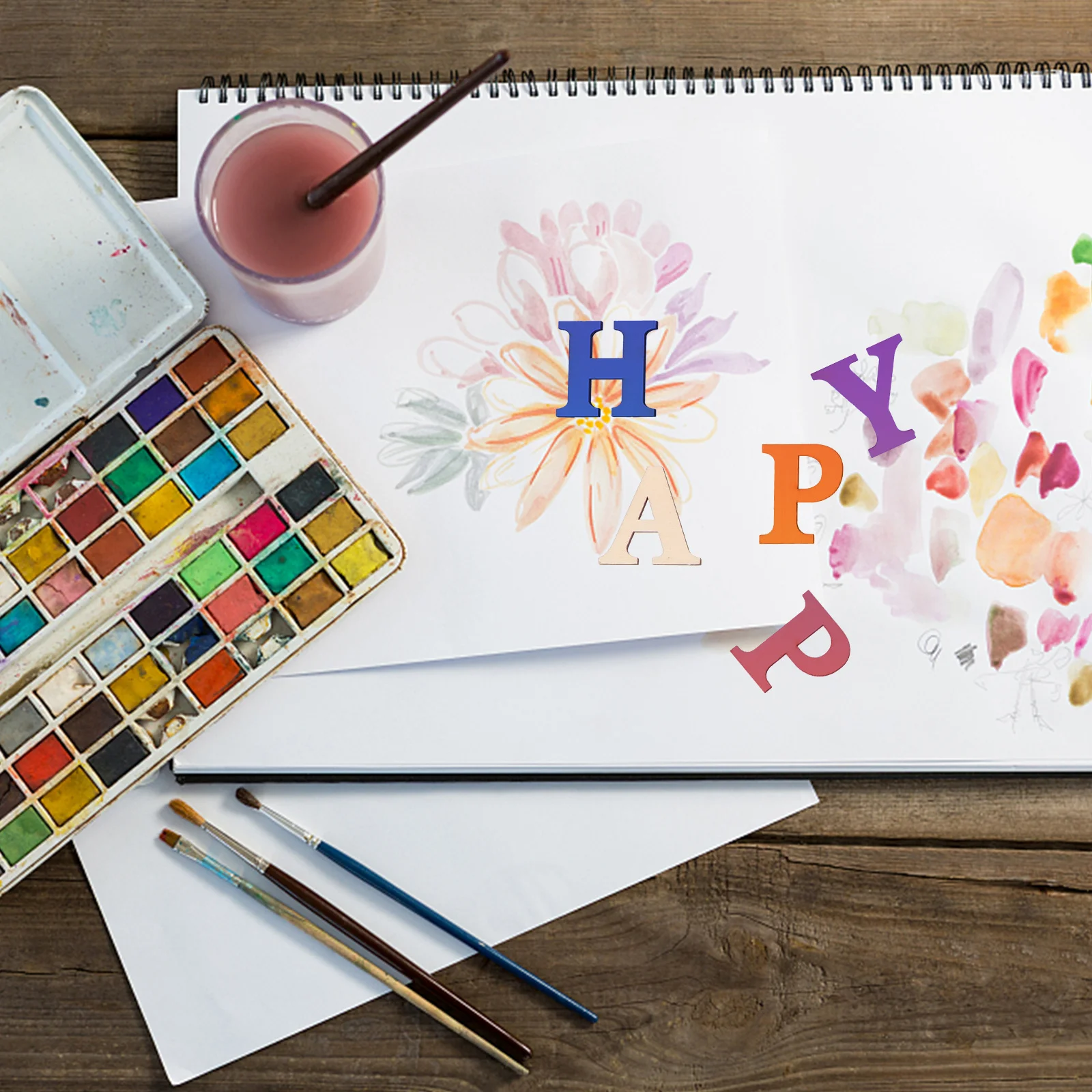 

104Pcs Wood Cutout Alphabet Letters Unfinished Wooden Slices for DIY Crafts Party Wedding Decoration Wood Cutout