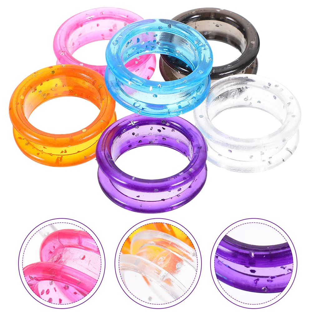 

18 Pcs Colored Silicone Finger Ring Dog Hair Cutting Scissors Grooming Inserts Shear Silica Gel Gripper