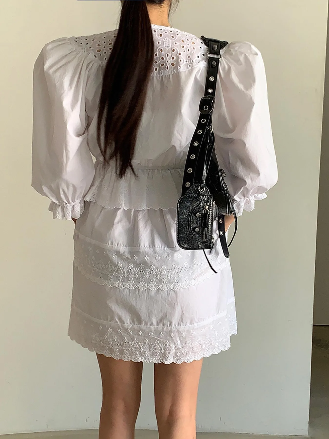 

Chic Summer round Ne Bubble Sve irt High Waist Slim Fit f Body Skirt Set Women's Faion Ele Sle Casual Wear
