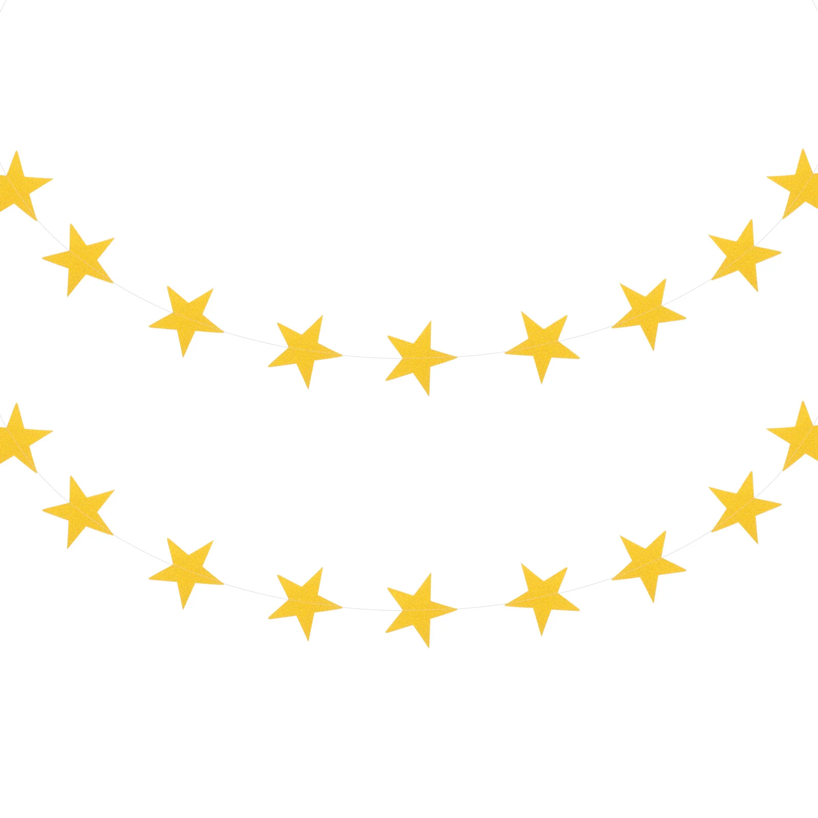 

2Pcs Golden Star Garland 39Inch Long Metallic Paper Star String for Wedding Birthday Party Window Wall Hanging Decor