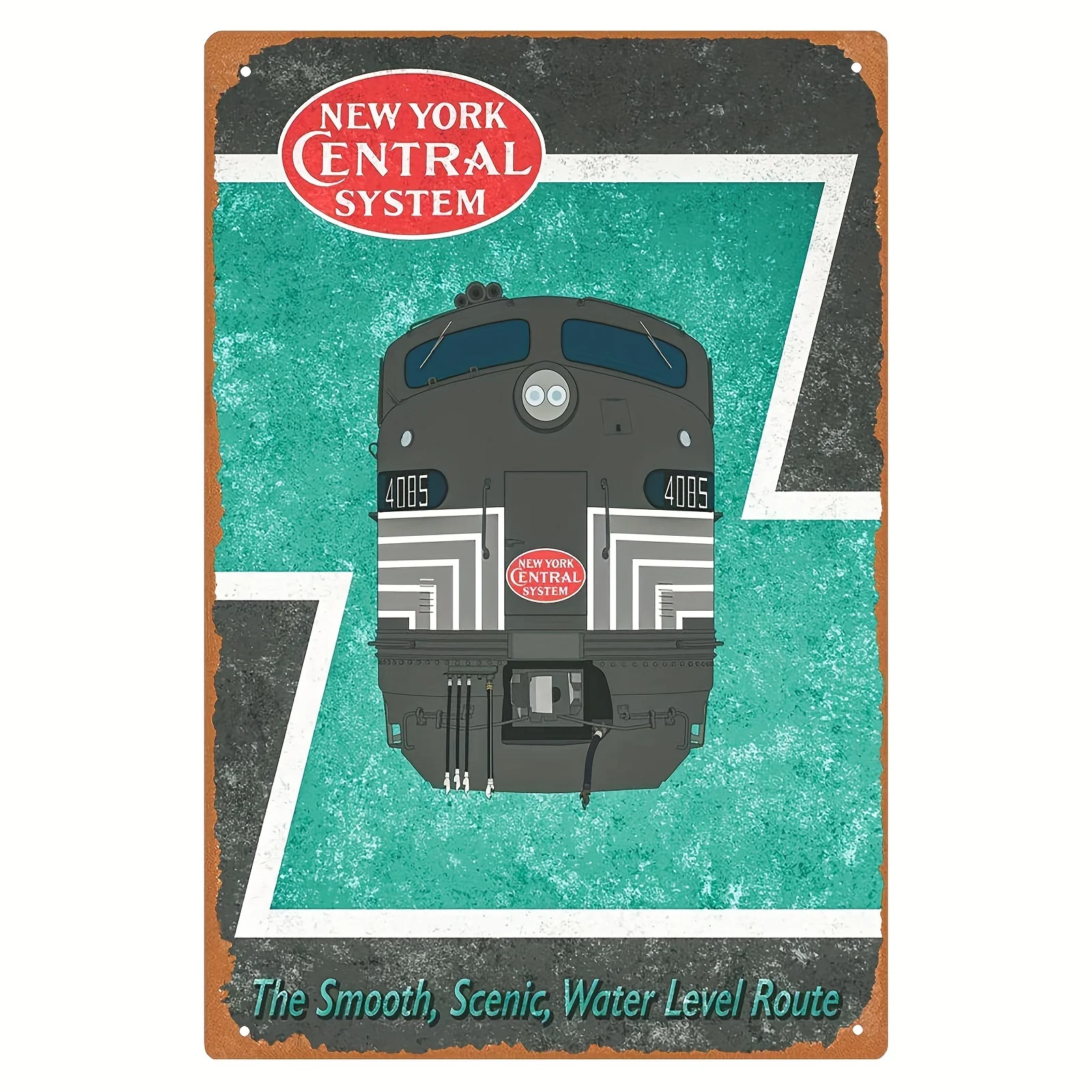 Vintage New York Central Train Metal Tin Sign,  - Retro Wall Art, Frameless Iron Painting for Home or Office Decor, Collectible