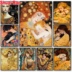 Gustav Klimt Mother's Love 5d Diy Diamond Painting Full Square Round Drill Diamond Mosaic Embroidery Kits Cat Woman Home Decor