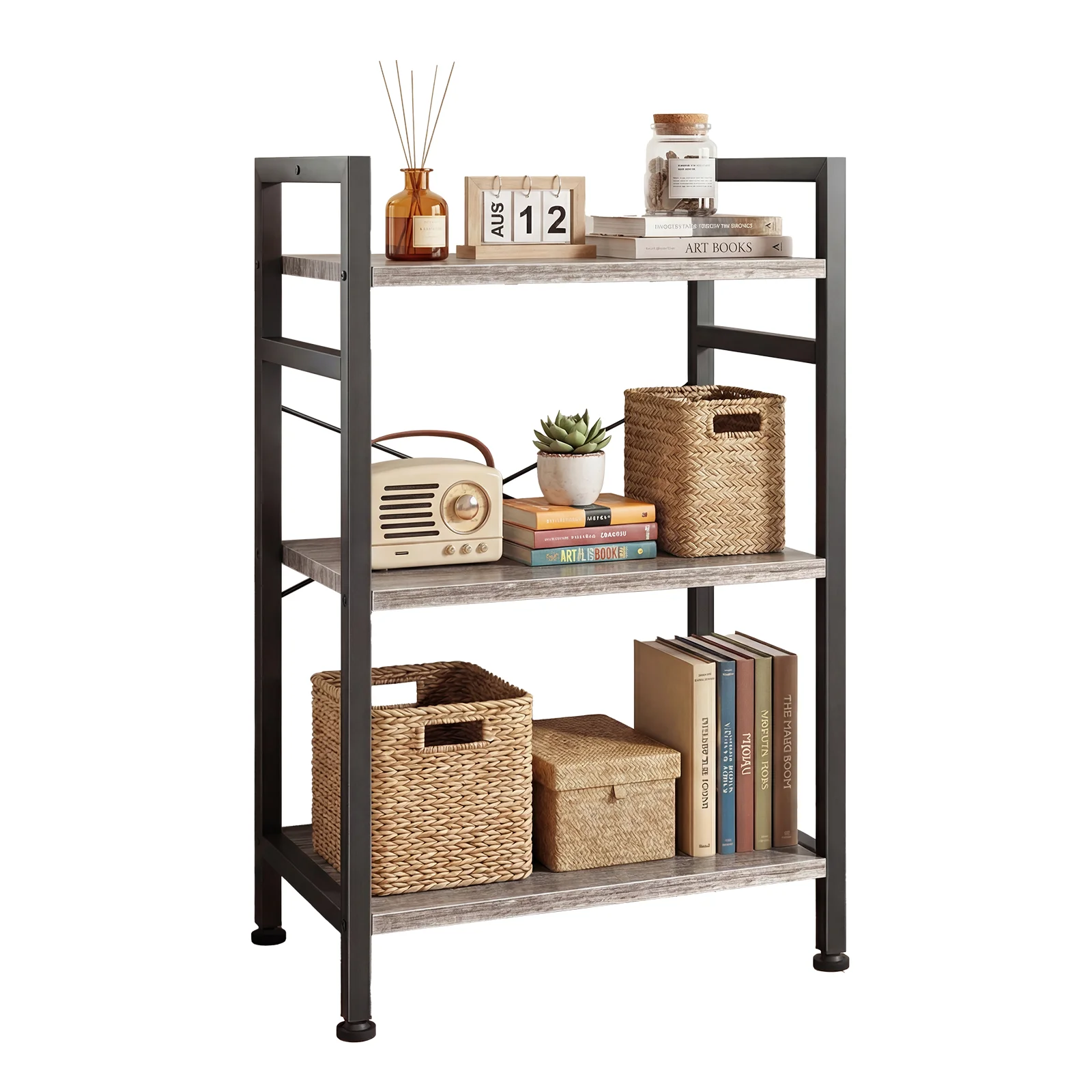 Harmonious Japandi interior arrangement with wooden storage furniture