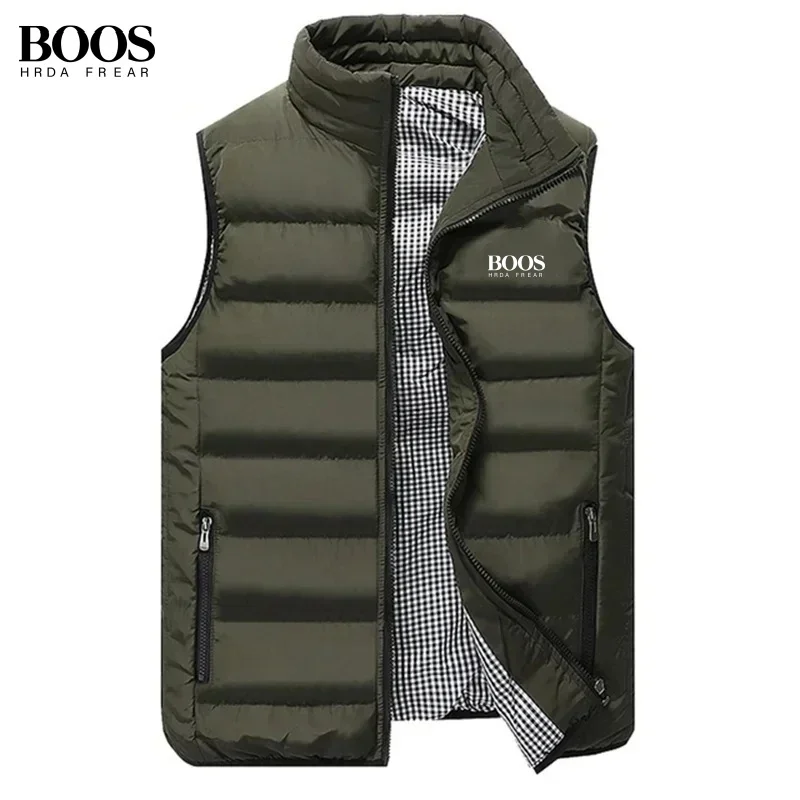 Men\'s Embroidery Brand High Quality Warm Vest Vest, Autumn and Winter Luxury Fashion Brand, Sleeveless Outdoor Windproof Jacket