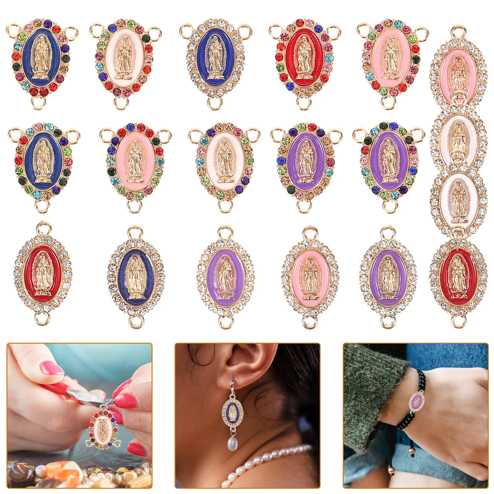 

19 Pcs Virgin Mary Pendant Jewelry Alloy Charms Key Chain Necklace Keychain Bracelet for Bracelets Connector Necklaces