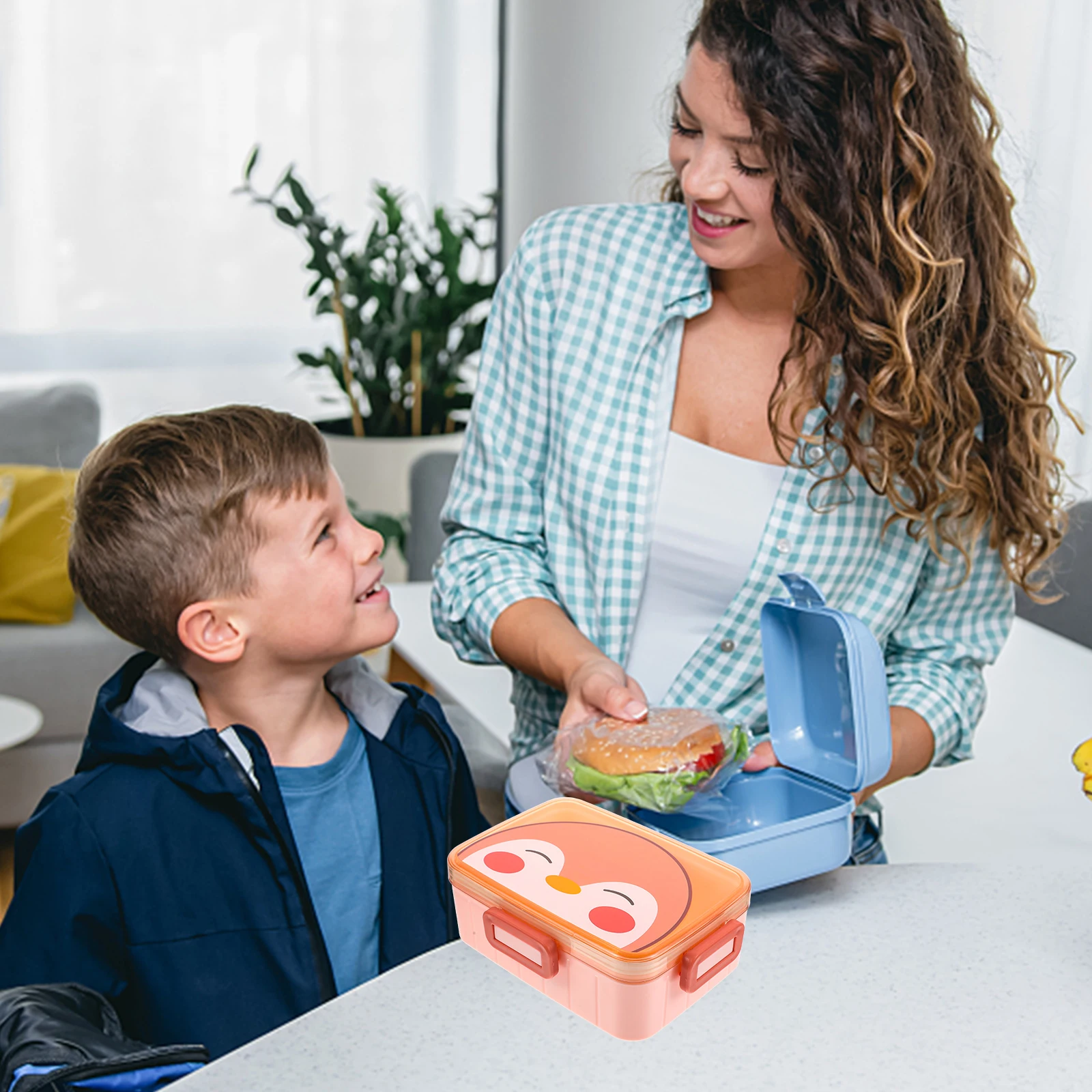 

Детский ланч-бокс Bento, пластиковый контейнер для еды с мультяшным дизайном, герметичный, большой емкости для детей, фруктовые закуски