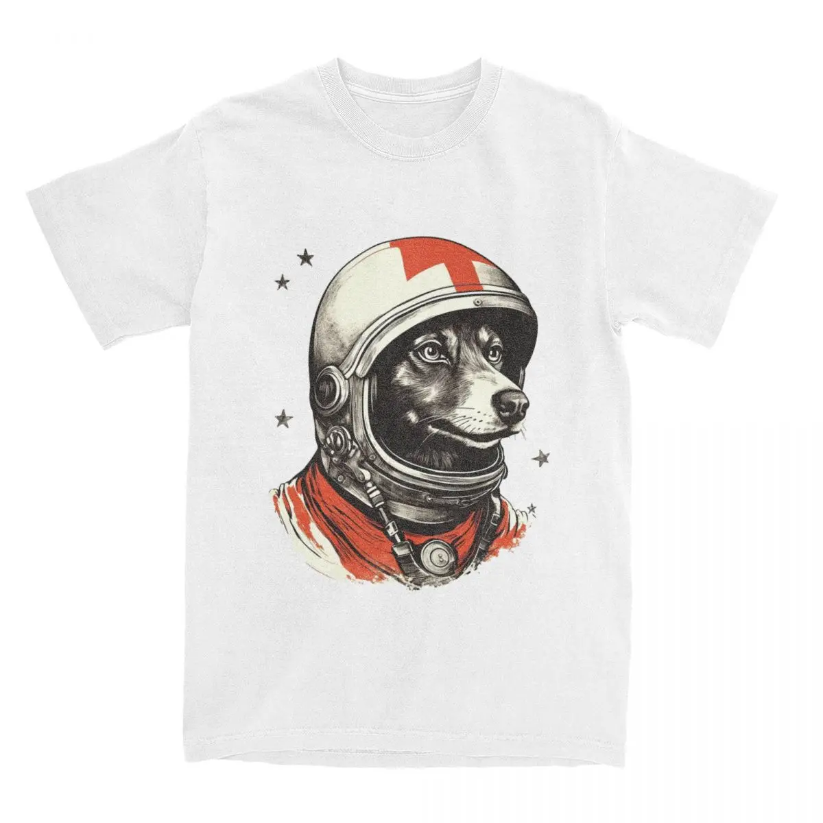 CCCP Laika Space Traveler Dog Men's T Shirts Soviet Union Tee Shirt Short Sleeve Crewneck T-Shirts Cotton Plus Size Clothes