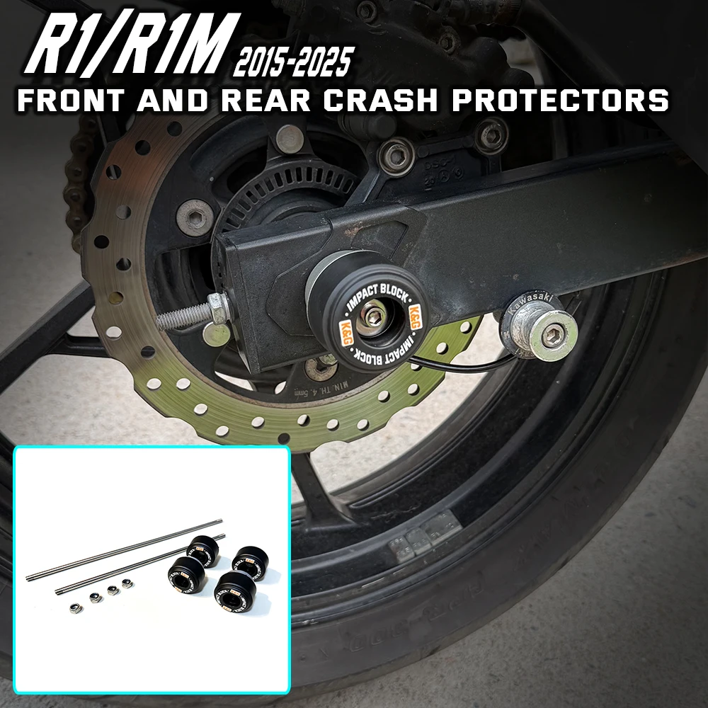 Heavy-Duty Crash Protection for Yamaha R1/R1M/R1S 2015–2025 – Front & Rear Wheel Spindle Anti-Fall Anti-Impact Guards