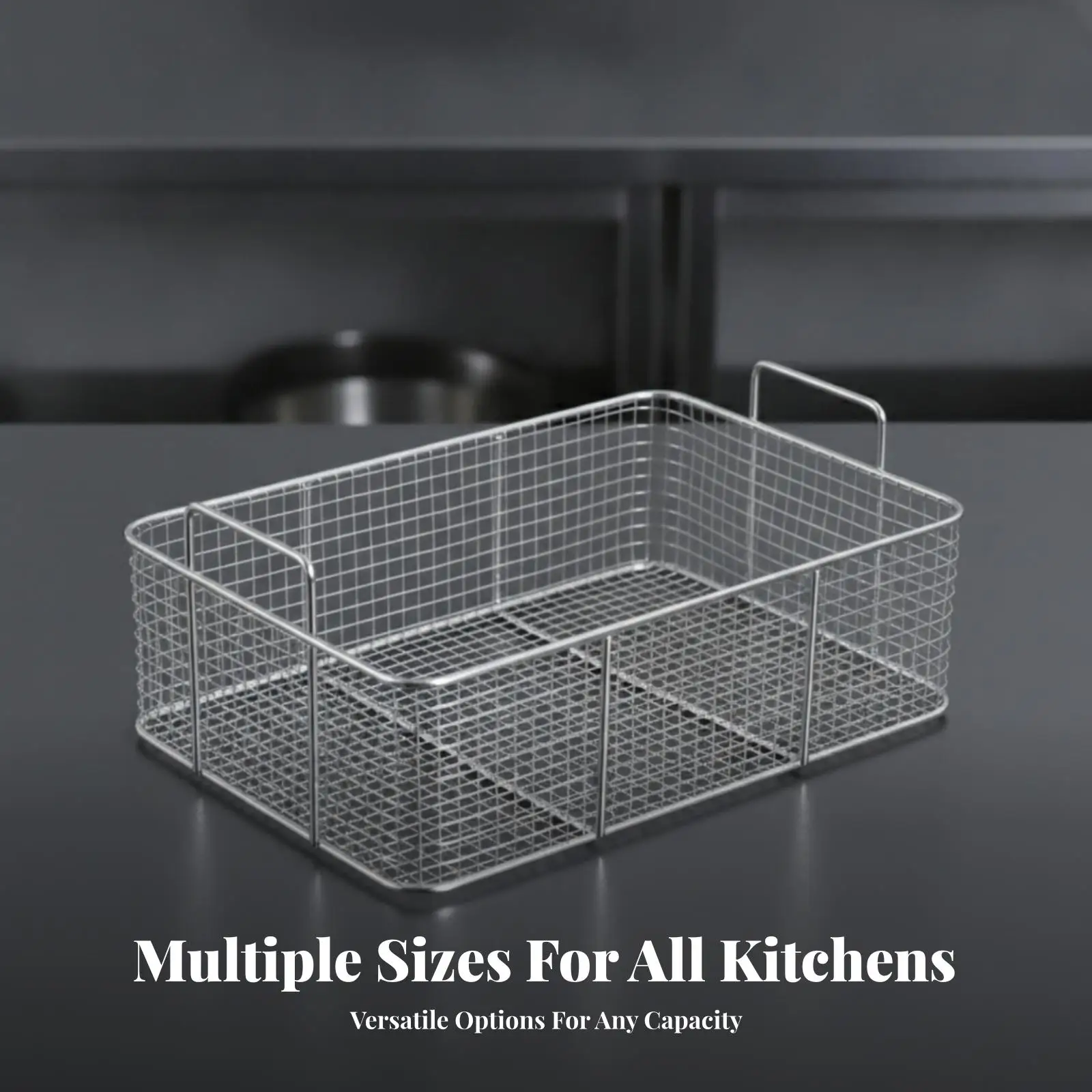 Stainless Steel Fryer Pan Basket for French Fries with Built in Handles for Safe High Temperature Cooking