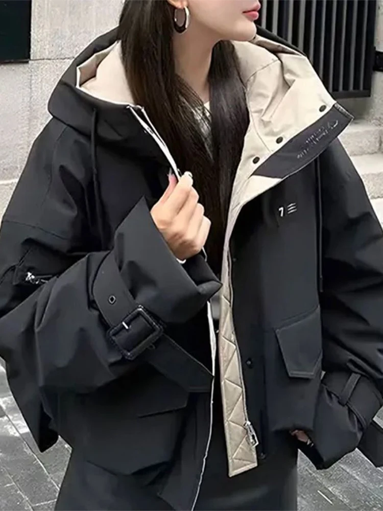 

Casual Short Cotton Jacket Women's Outdoor Fashion Hong Kong Style Simple Design Autumn Winter New Arrival Korean Version Zipper