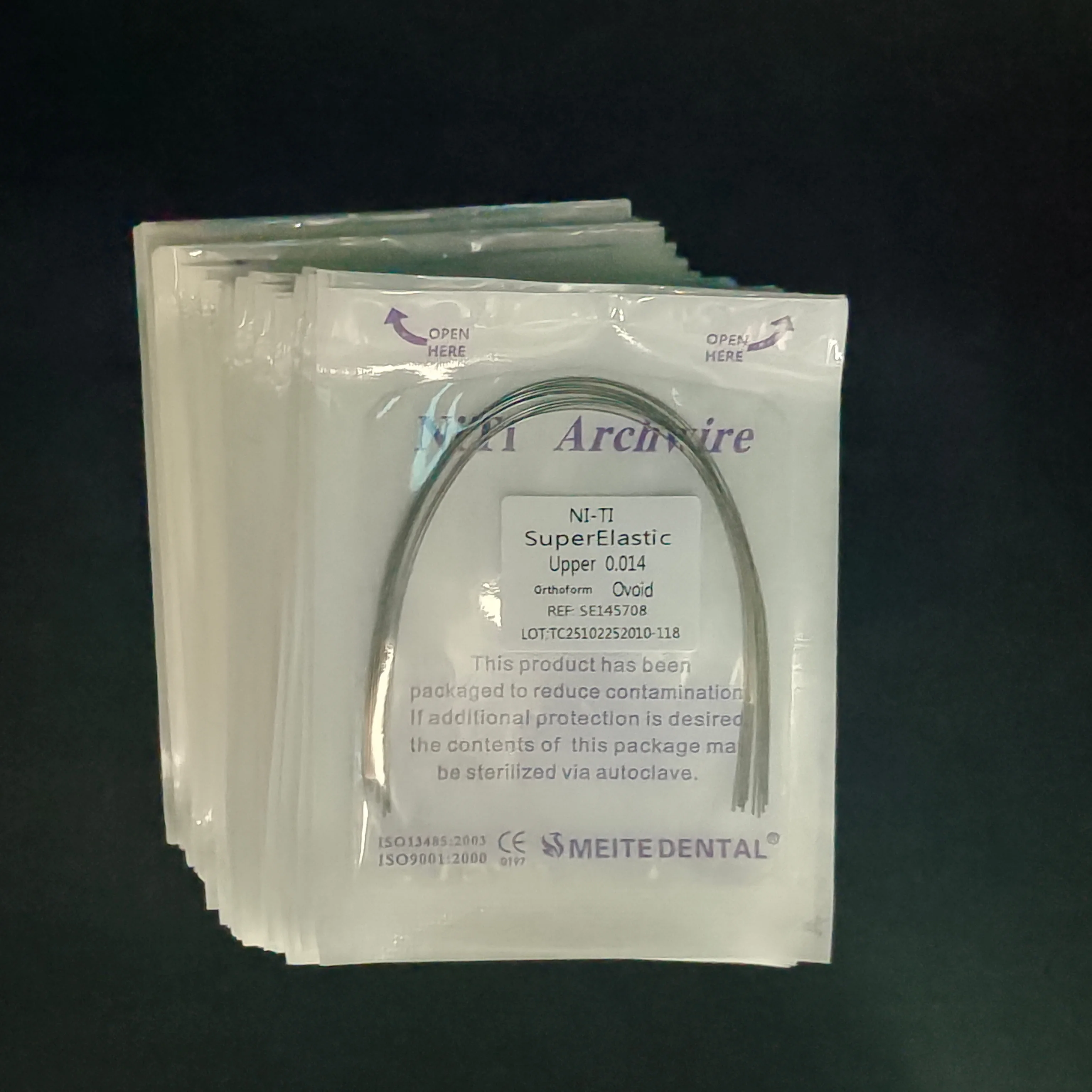 50 Packs Super Elastic Niti Round Arch Wire Ovoid Form 500Pcs Dental Orthodontics Bows