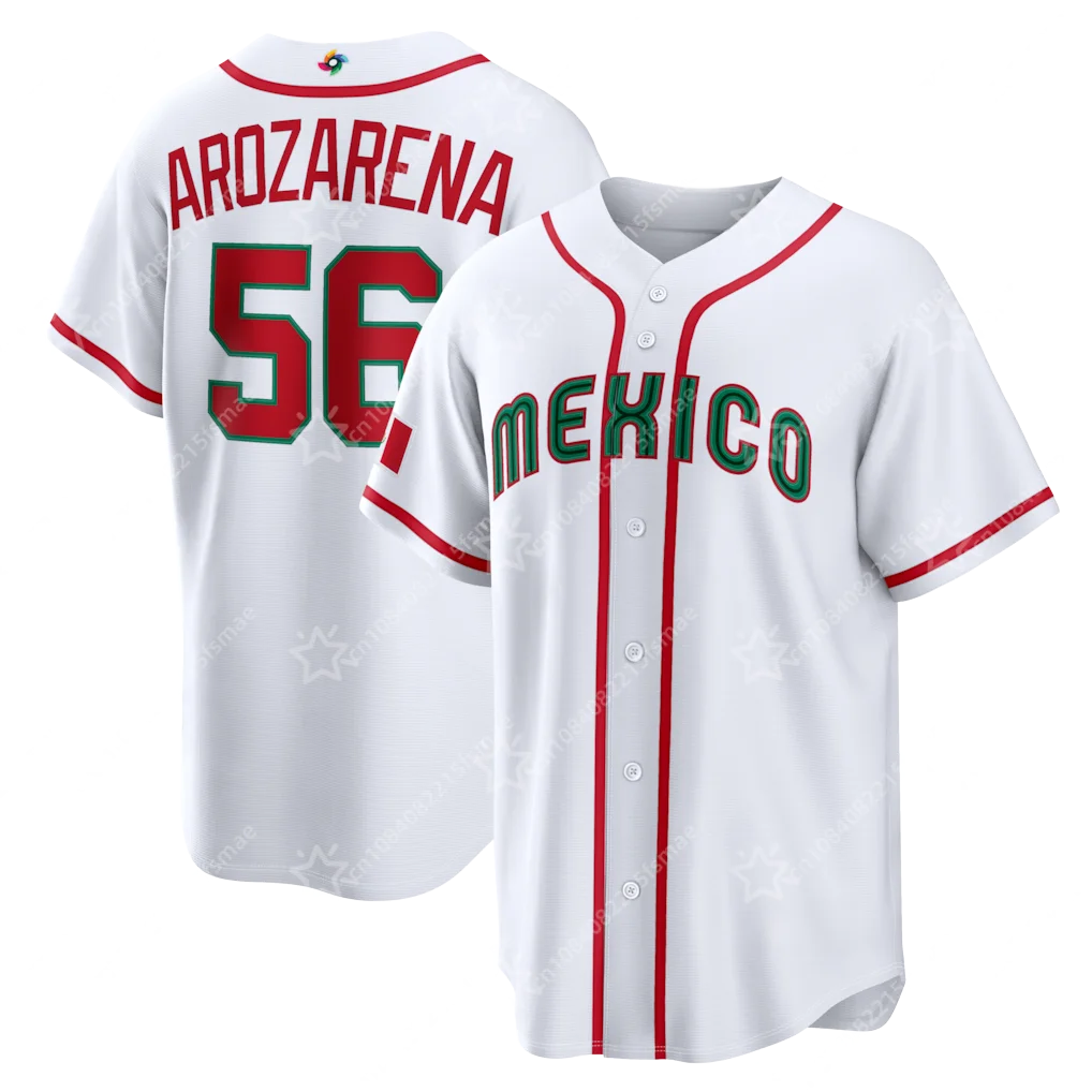 Camiseta de Béisbol Randy Arozarena 56 México, Impresión 3D, Clásico Mundial de Béisbol 2026, Uniforme del Equipo Mexicano para Hombre y Niño