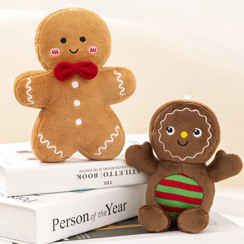 Dessin animé mignon noël pain d'épice homme jouets en peluche peluche bébé apaiser poupée Biscuits homme oreiller de noël décor à la maison enfants cadeau