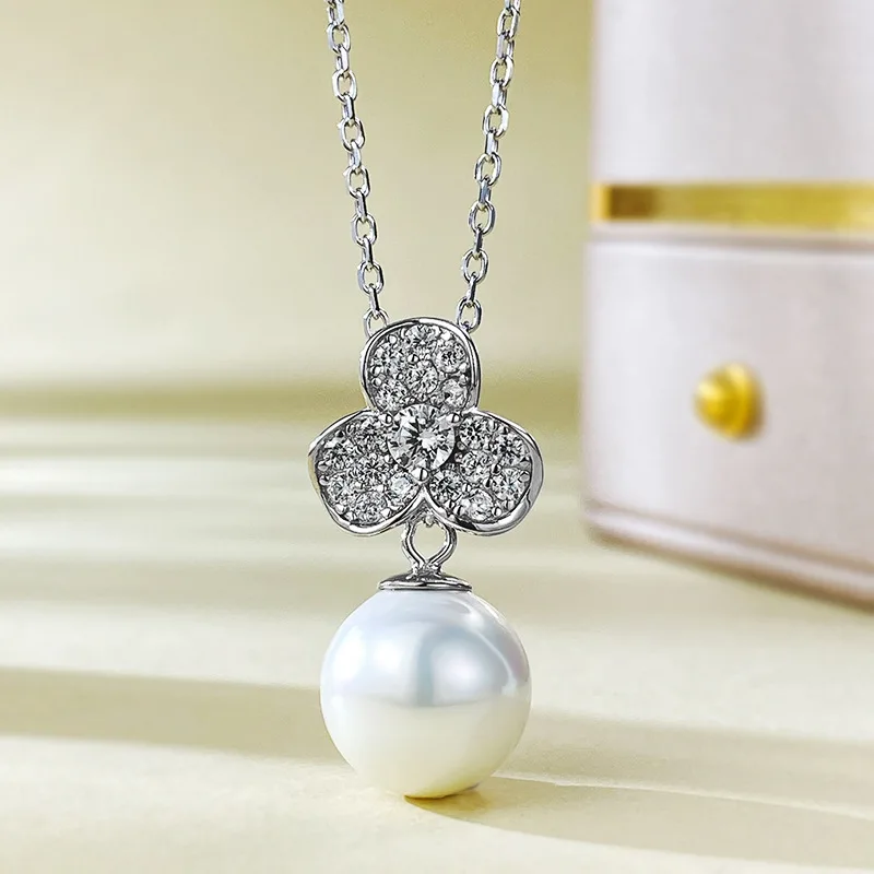 S925 Silver Freshwater Pearl 11mm Necklace Women Trendy Style Temperament Clavicle Pendant