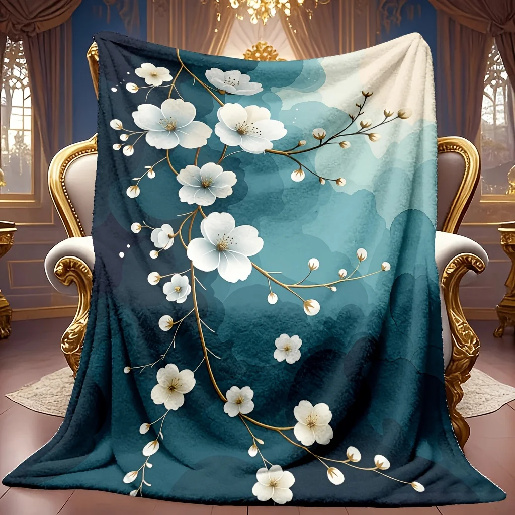 Elegant Flying Insect Theme Fleece Look Bed Throw Retro Looking Decor Blanket For Restaurant Boutique Gym Space