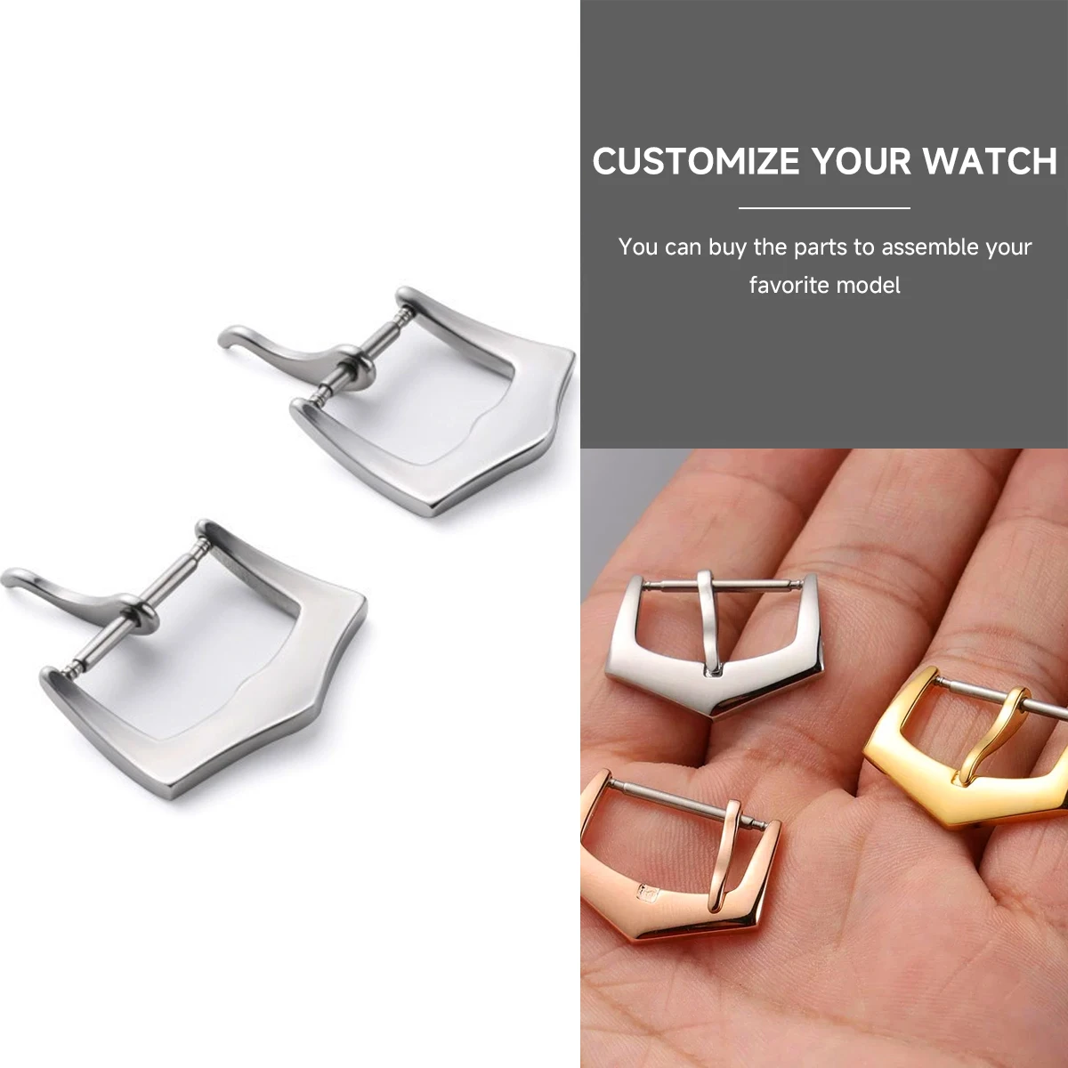 12/14/16/18/20/22mm Orologio in acciaio inossidabile Fibbia Orologio Chiusura Accessori Fibbia di ricambio per cinturino in pelle con strumento