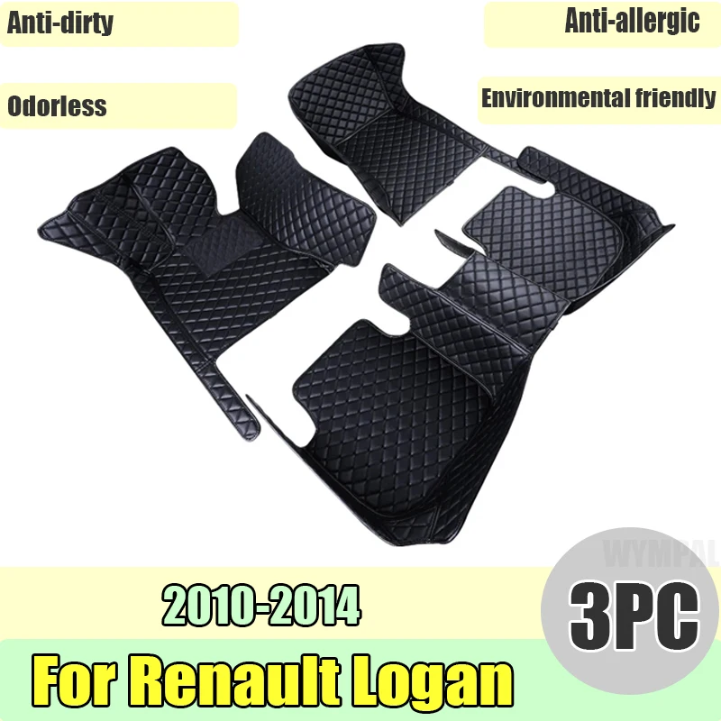 

Автомобильные коврики на заказ для Renault Logan 2010 2011 2013 2014 2014, авто роскошные кожаные мужские и женские автомобильные коврики с полным покрытием