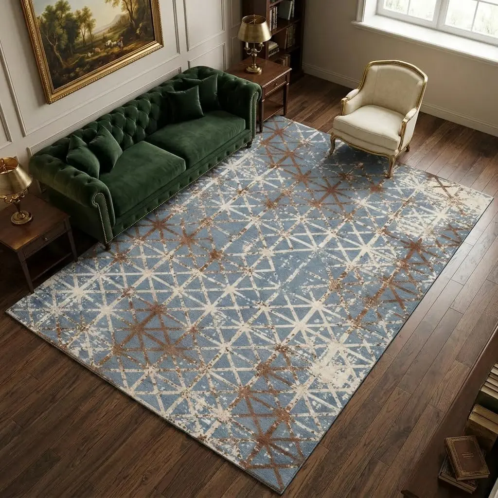 Minimalist Oil Painting Impressionist Area Rug Luxury Textured Blocks Carpet Trendy Studio Lounge Floor Decoration
