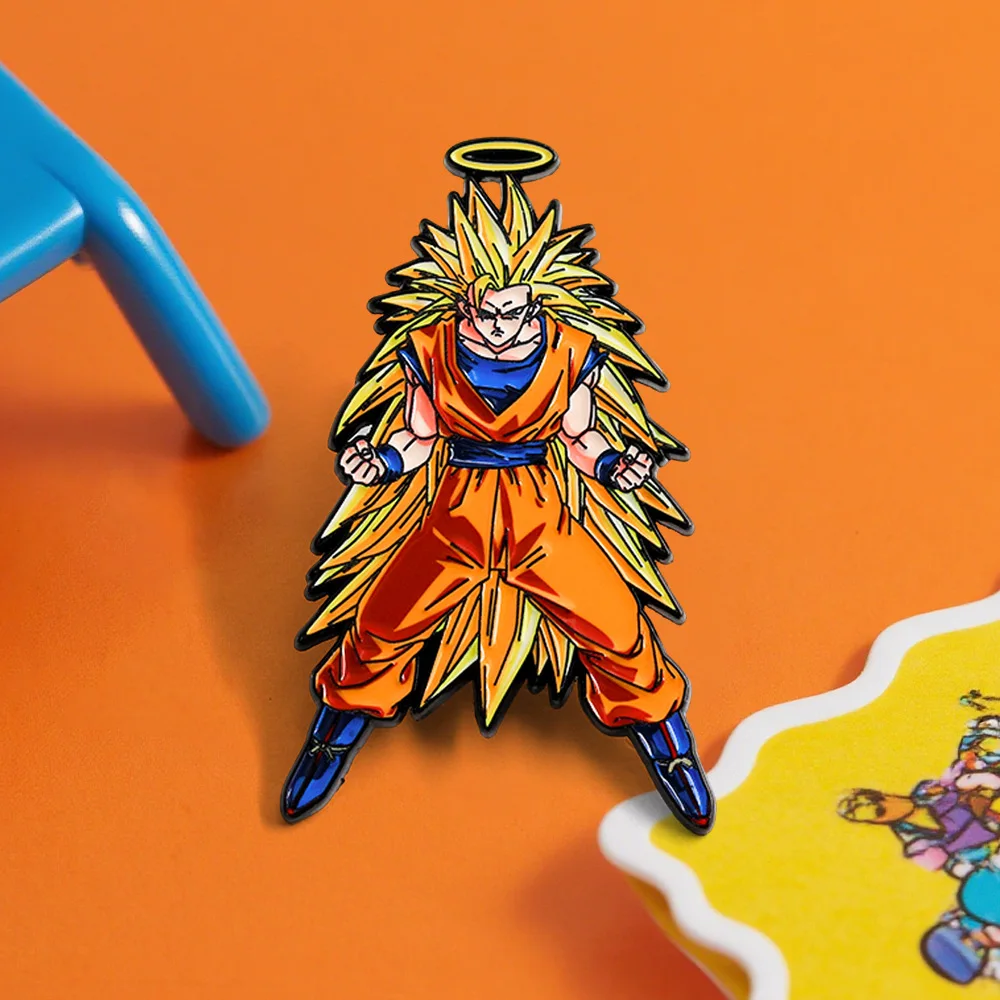 لعبة دراغون بول أنيمي جوكو كاكاروت شارة بروش معدنية كبيرة إكسسوارات الظهر والملابس والدبابيس والحلي. هدية صغيرة رائعة #2