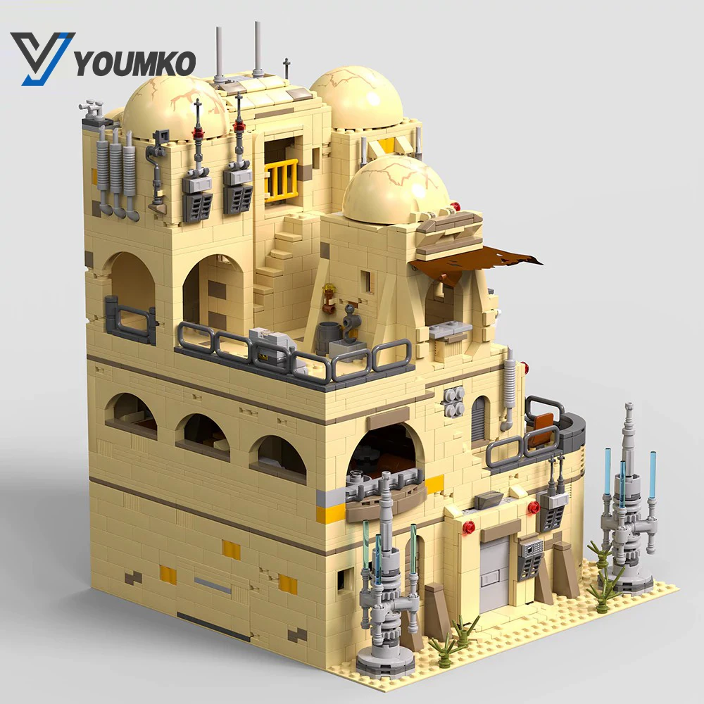2731PCS 우주 전쟁 MOC 아이슬리스 칸티나 선술집 블록 영화 사막 선술집 건축 모델 퍼즐 장난감 어린이 성인 선물