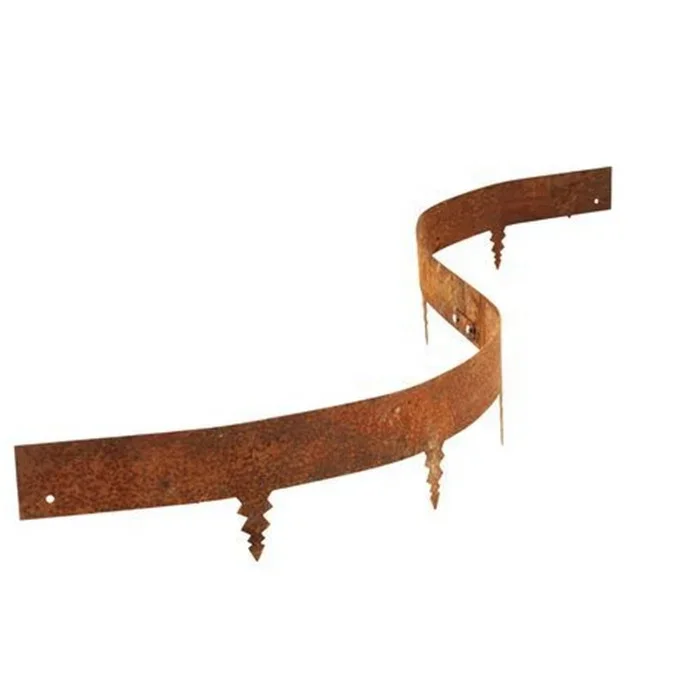 Corten steel retaining plate outdoor garden bed edging