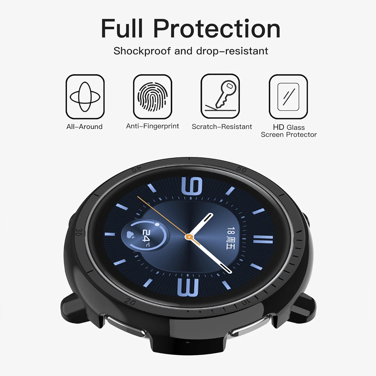 Полый чехол для ПК для Amazfit Active 2 (A243), защитная пленка Samrt, ремешок для часов, ободок, кольцо, бампер для Huami Amazfit Active2, корпус