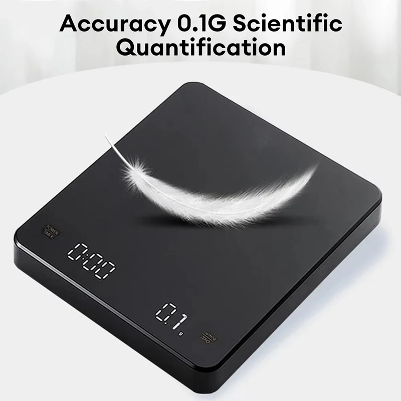 Digital Coffee Scale with Timer LED Screen Espresso 3kg 0.1g Digital Scale High Precision Kitchen Cooking Measures Scales