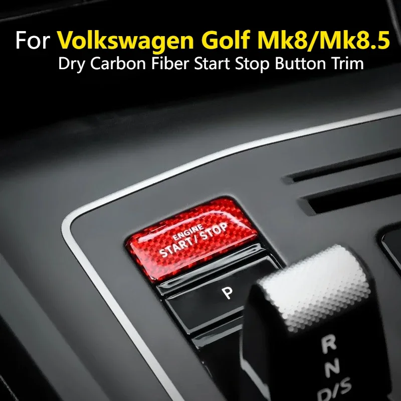 Interior Mod Accessories For Volkswagen Golf Mk8/Mk8.5 GTI/R-Line/R Carbon Fiber Engine Start Stop Button Sticker Trim Stylish view 2
