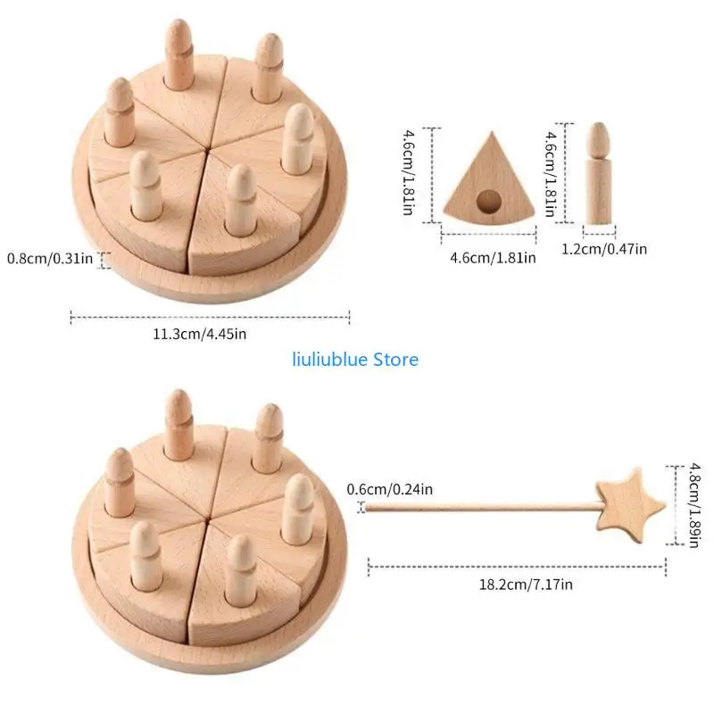لعبة كعكة خشبية آمنة، لون غير مطلي للأطفال، ملحقات لعب الأدوار التعليمية 62CF #6