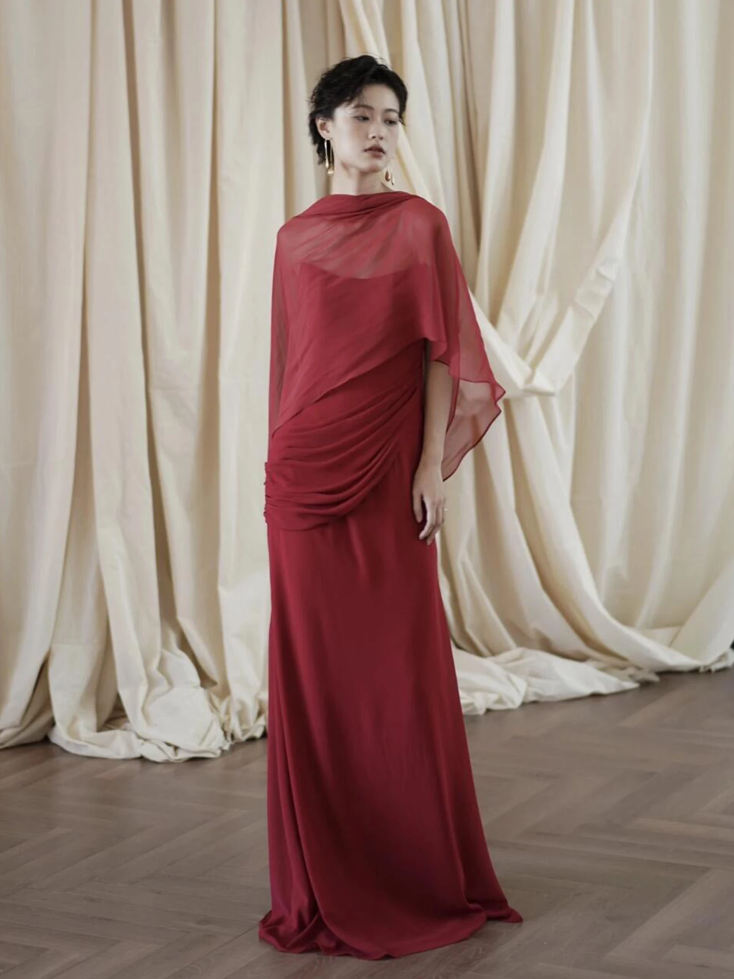 

Red awl Chinese Sle Wedding Dr Women's Evening Gown Bride-to-be Reception Ceremony Unique Wedding Drinking Costume