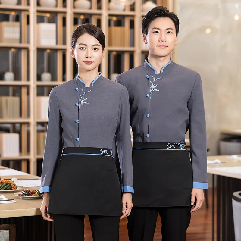 

Hotel Long Sleeve Autumn Waiter Uniform Chinese Restaurant Waitress Unioform Hot Pot Food Service Workwear Food Service Overalls