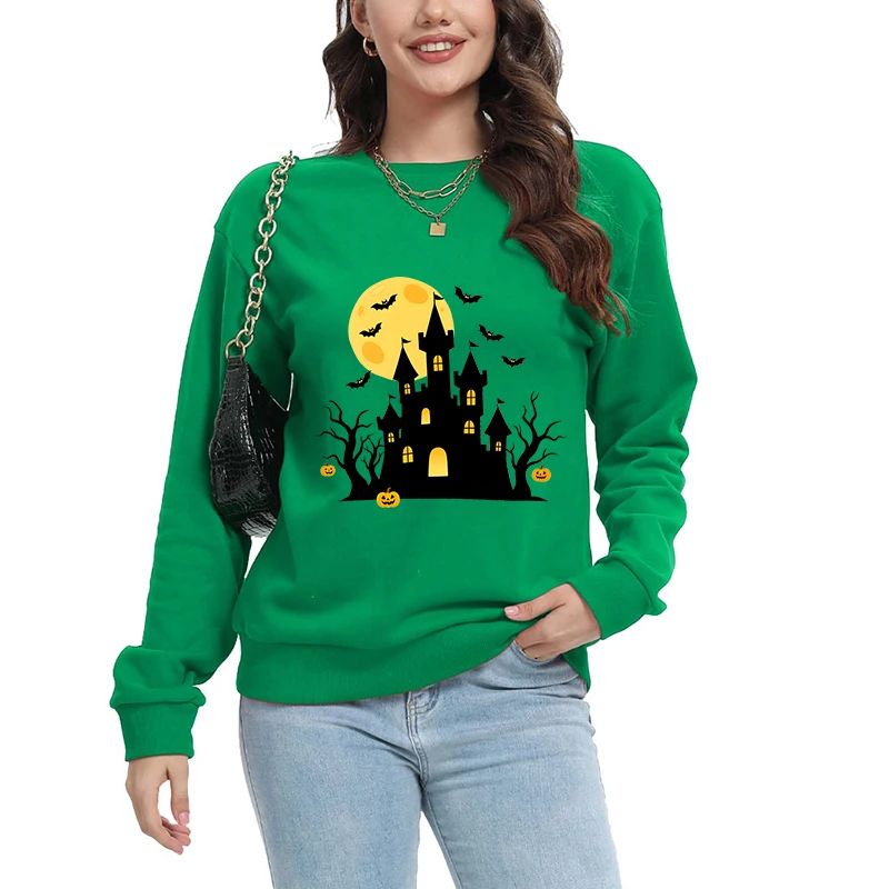Halloween Cartoon Woman Clothing Long Sleeve Y2k  Sleep Lounge Pullover Skeleton Tops Clothes Sleep Tops Ladies Logo customized