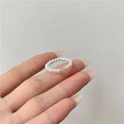 1PC Fashion Handmade Braided Imitation Pearl Colorful Rhinestones Rings for Women Heart Crystal Party Jewelry Gifts